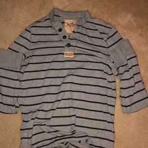 Long Sleeved Gray Black Strip Hollister Shirt.